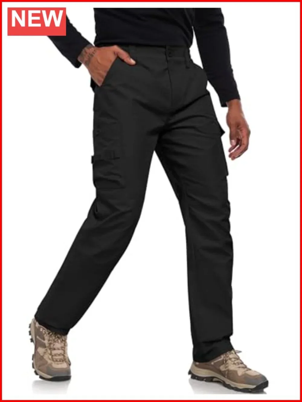 Men's Hiking Cargo Pants – Water Resistant Ripstop Tactical Work Trousers